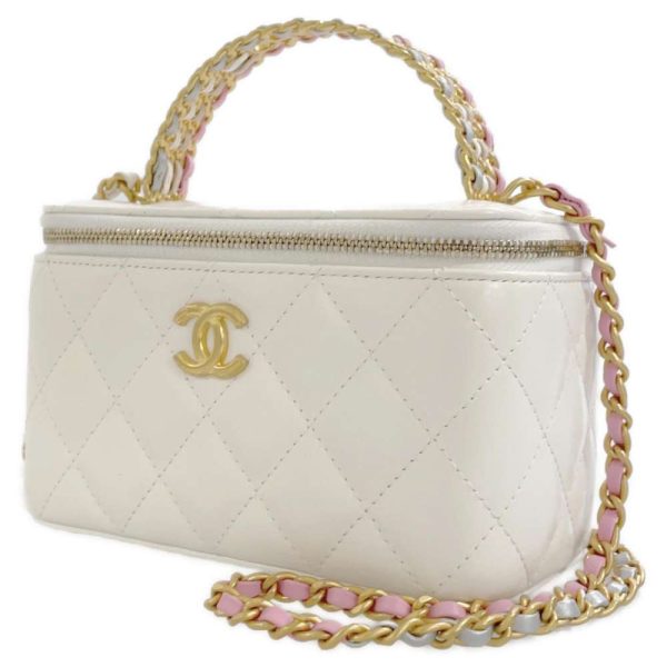 9256095 01 CHANEL Chain Shoulder Bag Matelasse Coco Mark Vanity Lambskin AP3315 White