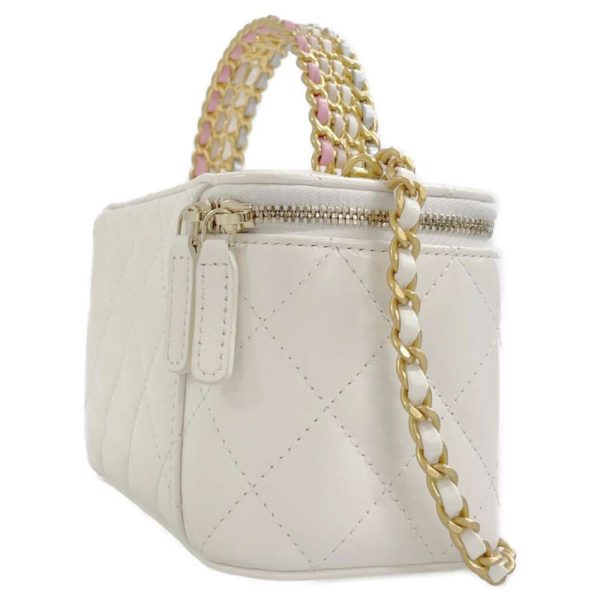 9256095 02 CHANEL Chain Shoulder Bag Matelasse Coco Mark Vanity Lambskin AP3315 White