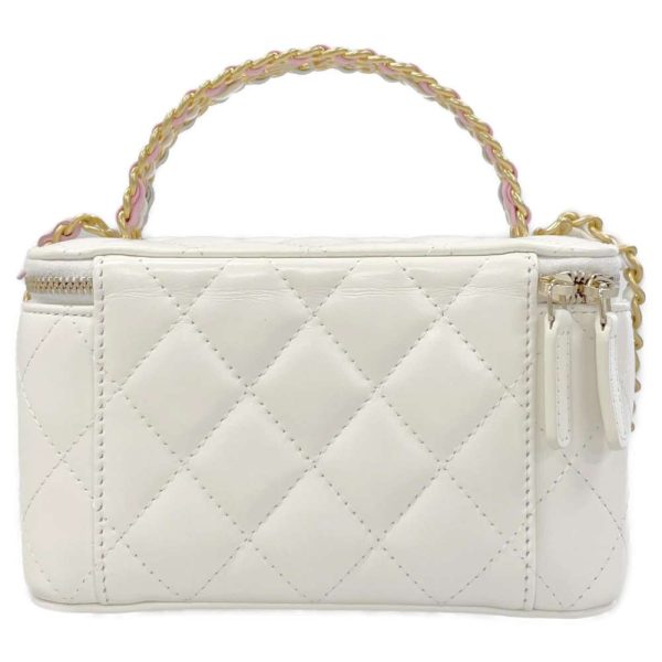 9256095 03 CHANEL Chain Shoulder Bag Matelasse Coco Mark Vanity Lambskin AP3315 White