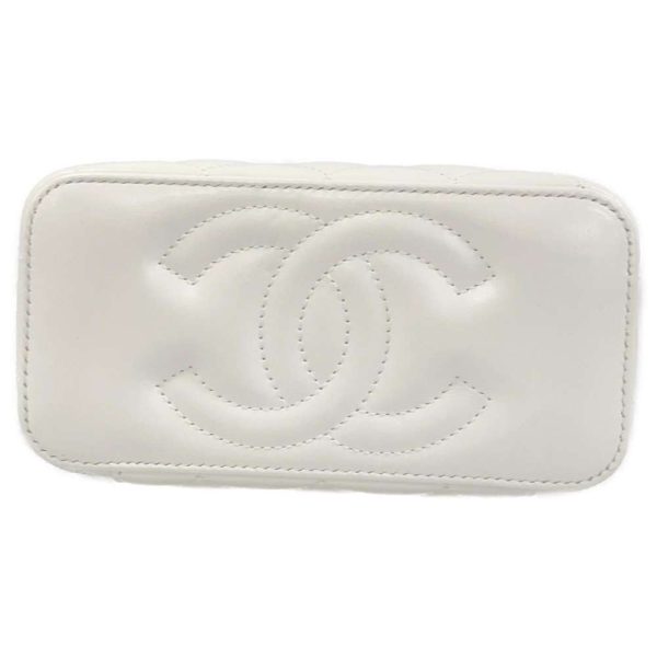 9256095 04 CHANEL Chain Shoulder Bag Matelasse Coco Mark Vanity Lambskin AP3315 White