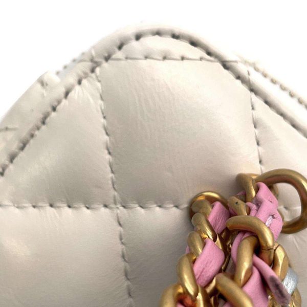 9256095 09 CHANEL Chain Shoulder Bag Matelasse Coco Mark Vanity Lambskin AP3315 White