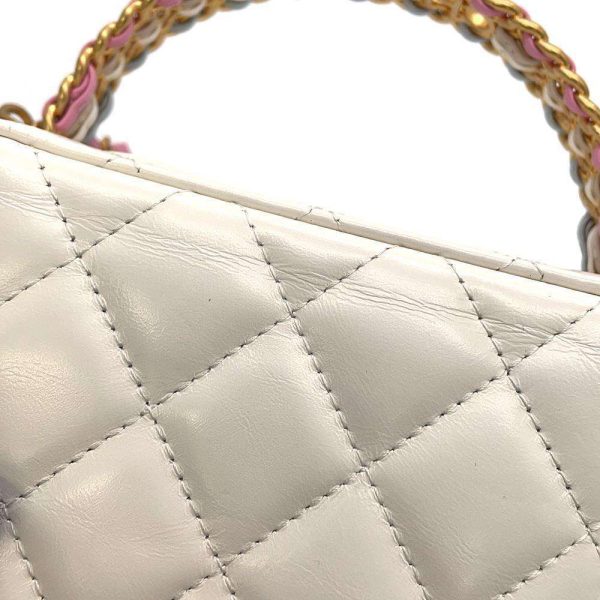 9256095 10 CHANEL Chain Shoulder Bag Matelasse Coco Mark Vanity Lambskin AP3315 White