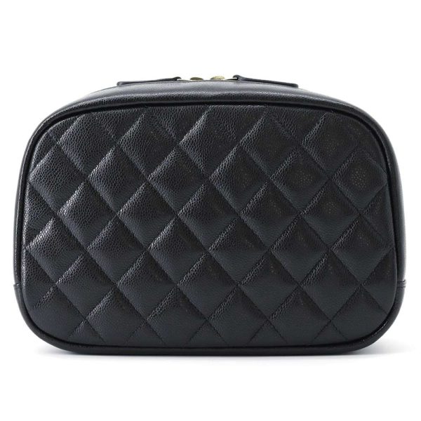 9298156 03 CHANEL Pouch Matelasse Coco Mark Caviar Skin Black