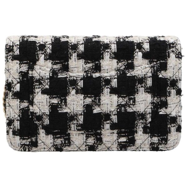 9305250 03 Chanel Chain Wallet Tweed Black White