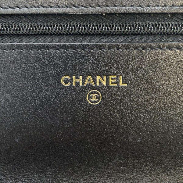 9305250 15 CHANEL Chain Wallet Tweed Here Mark Wallet Black