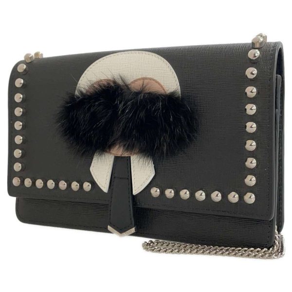 9318922 01 Fendi Karl Lagerfeld Chain Wallet Black