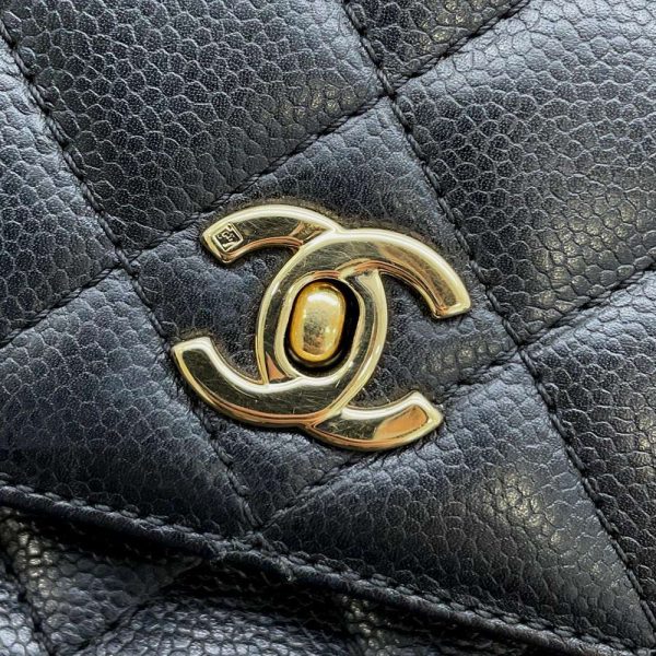 9321250 12 CHANEL Handbag Matelasse Coco Mark Caviar Skin Black