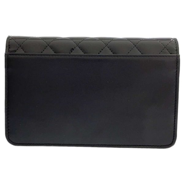 9321298 03 CHANEL Chain Wallet Matelasse Coco Mark Patent Wallet Black