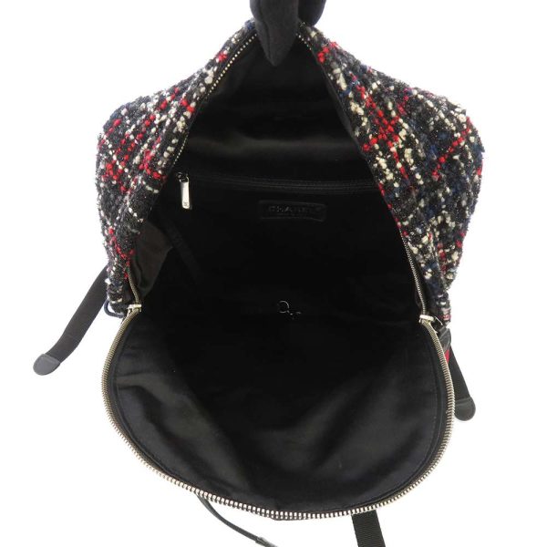 9321496 06 CHANEL Backpack Matelasse Coco Mark Nylon Tweed Backpack Black