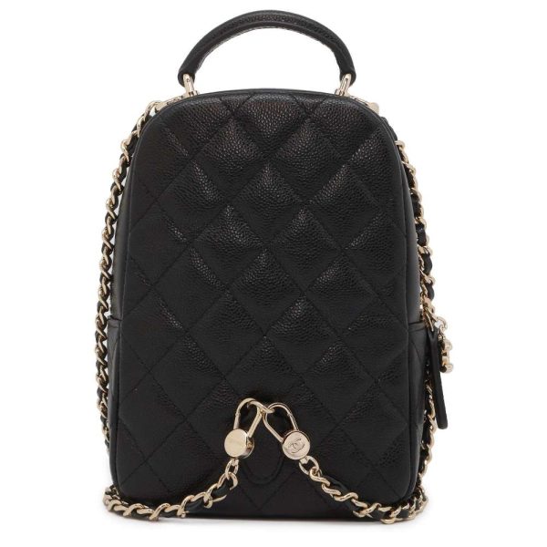 9329430 03 CHANEL Rucksack Matelasse Coco Mark Caviar Skin Mini Bag Backpack Black