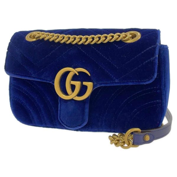 9331112 01 Gucci GG Marmont Velvet Chain Shoulder Bag