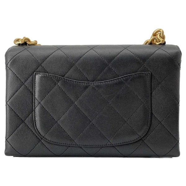 9347878 03 Chanel Chain Shoulder Bag Matelasse Plate Caviar Skin Black