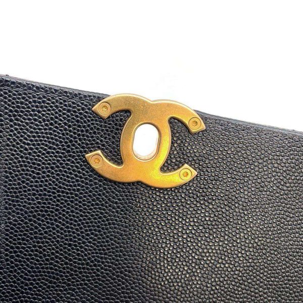 9347878 14 Chanel Chain Shoulder Bag Matelasse Plate Caviar Skin Black