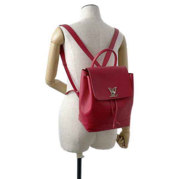 9350861 05 Louis Vuitton Lock Me Backpack Rucksack Leather Red