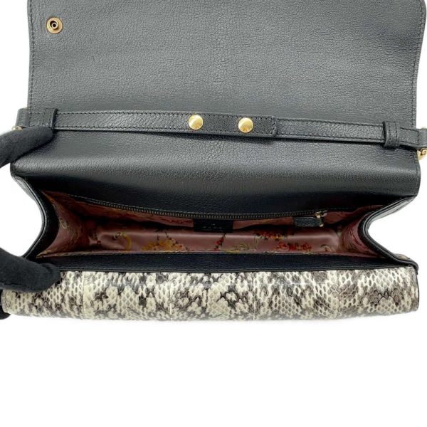 9350939 07 Gucci Ottilia Python Bamboo Handle Handbag Black