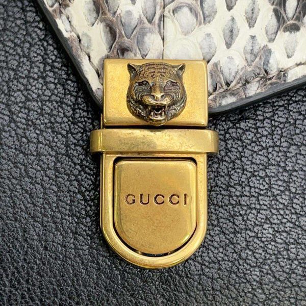 9350939 17 Gucci Ottilia Python Bamboo Handle Handbag Black