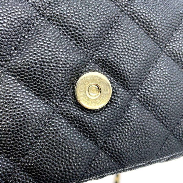 9359239 08 CHANEL Flap Phone Matelasse Chain Shoulder Bag Coco Mark Caviar Skin Black