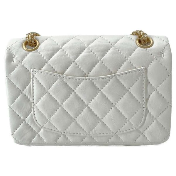 9373860 03 Chanel Chain Shoulder Bag Matelasse 255 Mini Aged Calf White