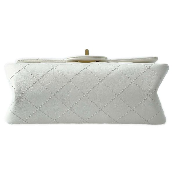 9373860 04 Chanel Chain Shoulder Bag Matelasse 255 Mini Aged Calf White