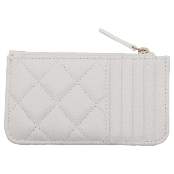 9378643 03 CHANEL Matelasse CocoMark Caviar Coin Case White