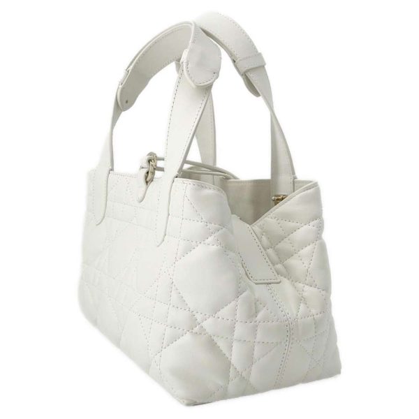 9379596 02 Christian Dior Toujours Macrocannage Small Handbag White