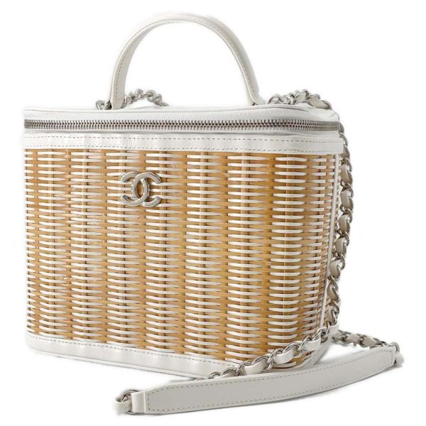 9380844 01 Chanel Vanity Basket Shoulder Bag Rattan White