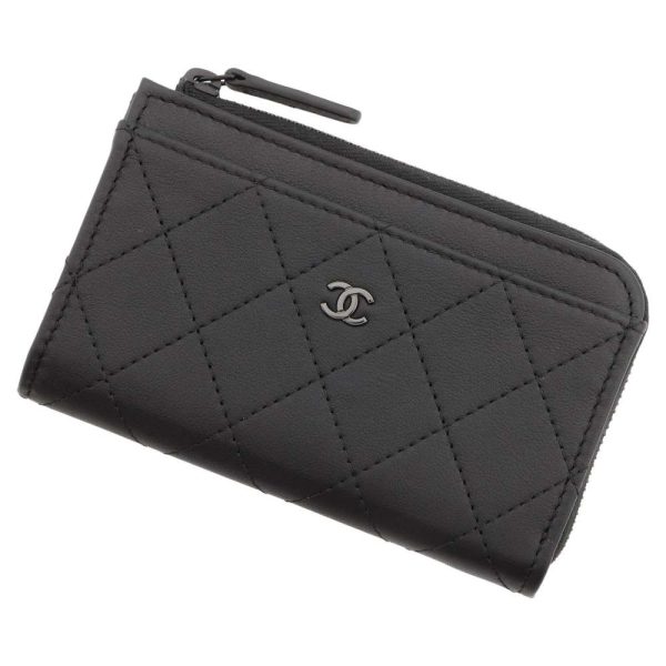 9389830 01 CHANEL Case Coin Case Grained Calfskin Coco Mark Black