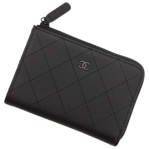 9389854 01 CHANEL Card Case Matelasse CocoMark Calfskin Black