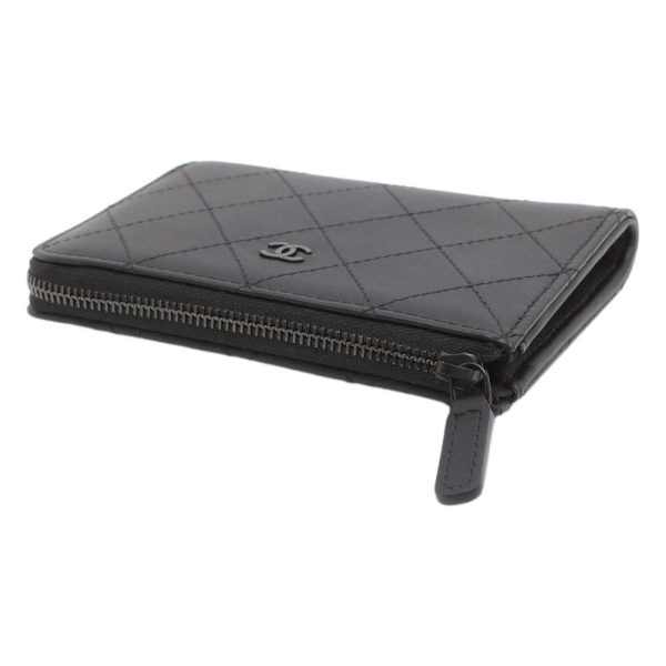 9389854 02 CHANEL Card Case Matelasse CocoMark Calfskin Black