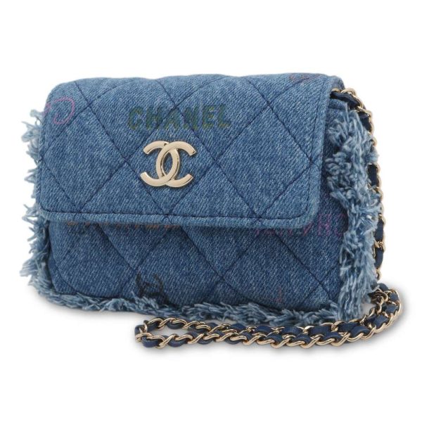 9393776 01 CHANEL Chain Matelasse Cocomark Denim Pochette Mini Bag