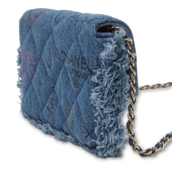 9393776 02 CHANEL Chain Matelasse Cocomark Denim Pochette Mini Bag