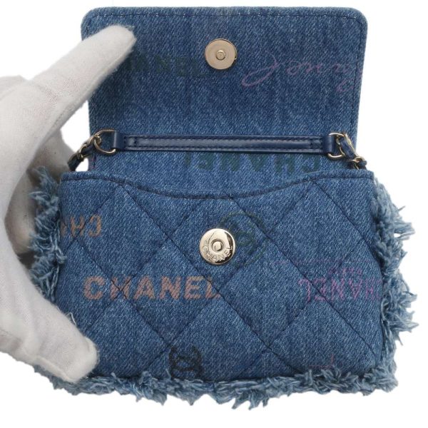 9393776 06 CHANEL Chain Matelasse Cocomark Denim Pochette Mini Bag