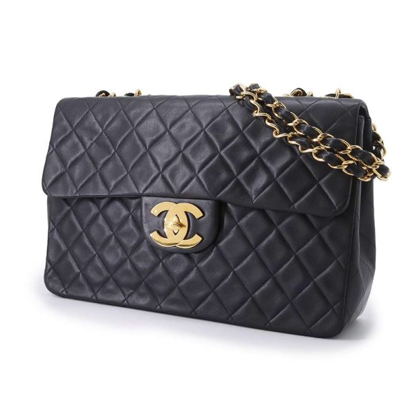 9398061 01 CHANEL Chain Shoulder Bag Big Matelasse Coco Mark Lambskin Bag Black