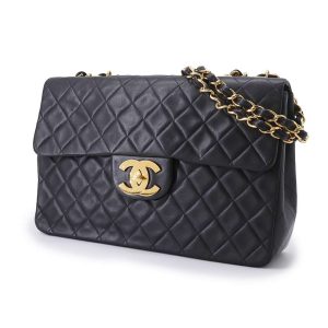 9398061 01 Chanel Classic Flap Small Black Lambskin Leather with 24k Gold Hardware