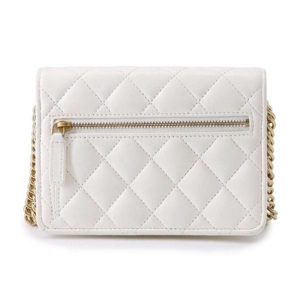 9398092 03 CHANEL Chain Wallet Matelasse CocoMark Lambskin Wallet White