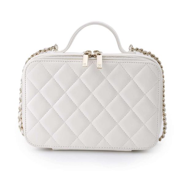 9398108 03 CHANEL Chain Shoulder Bag Matelasse Coco Mark Shiny Calfskin Bag White