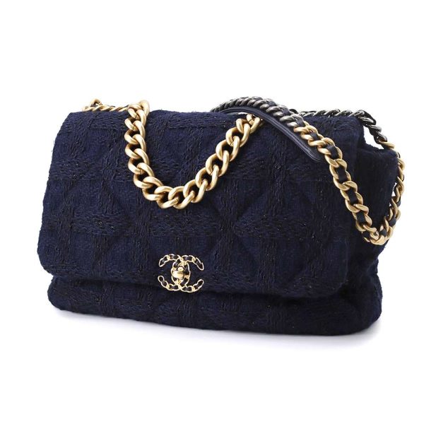 9398115 01 CHANEL 19 Maxi Flap Chain Shoulder Bag Coco Mark Tweed