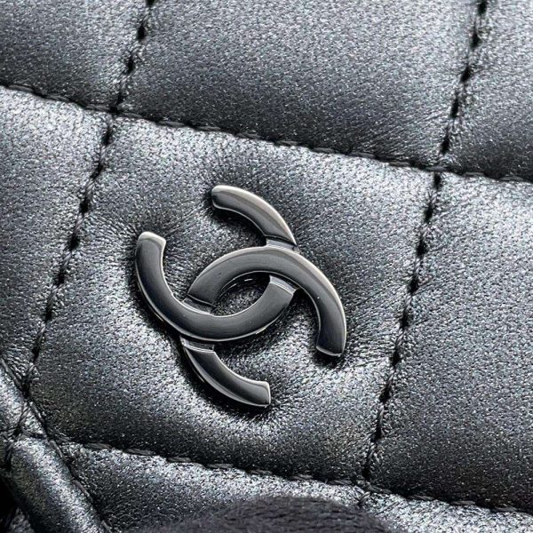 9398153 13 CHANEL Chain Wallet Coco Mark Lambskin Wallet Black