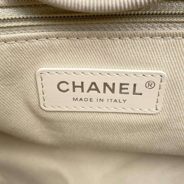 9398177 14 CHANEL Deauville Tote Bag Cocomark Fabric 2way Handbag White