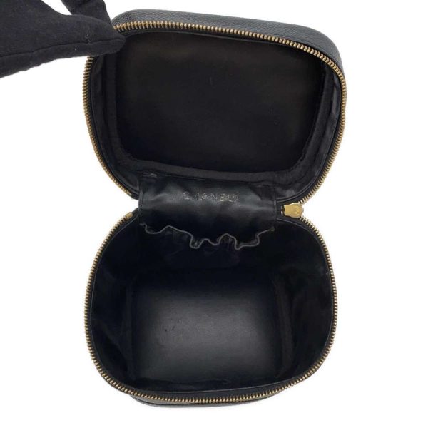 9398740 06 Chanel Vanity Bag Caviar Skin Pouch Black