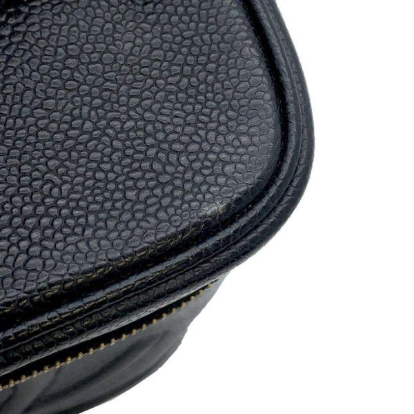 9398740 13 CHANEL Vanity Bag Coco Mark Caviar Skin Pouch Black