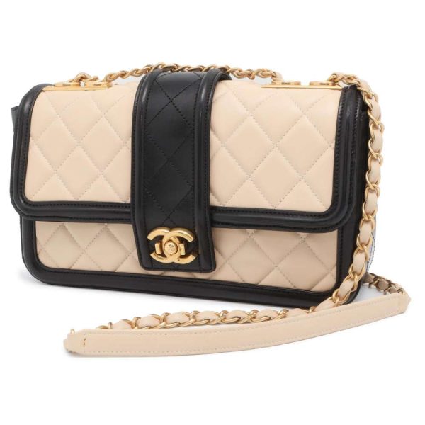 9398849 01 CHANEL Chain Bag Matelasse Coco Mark Lambskin Bag Black