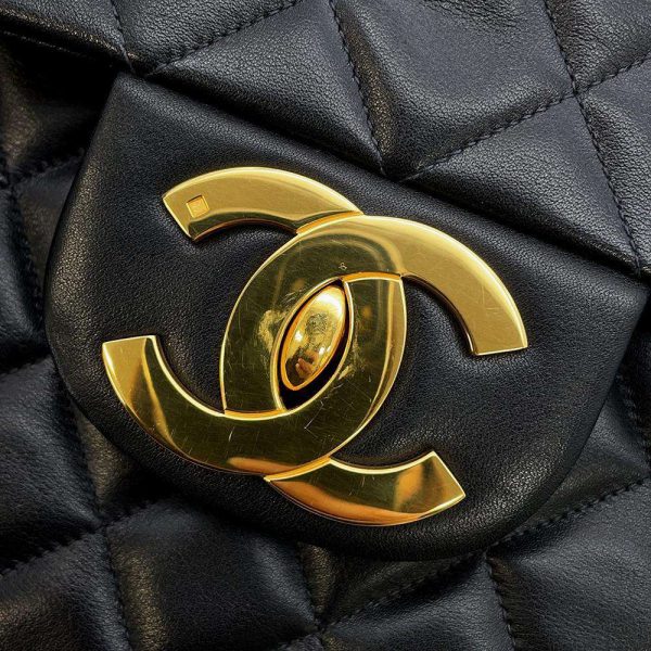 9398856 11 Chanel Big Matelasse Chain Bag Coco Mark W Chain Black