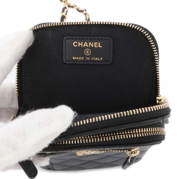 9399280 06 CHANEL Phone Case Chain Shoulder Lambskin CocoMark Pochette Black