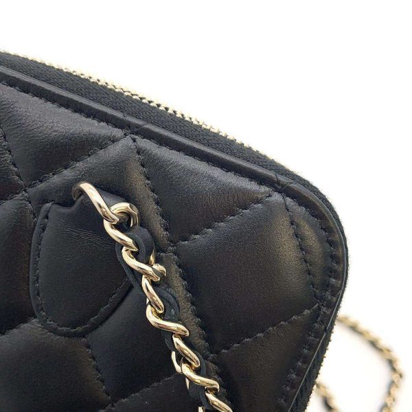 9399280 07 CHANEL Phone Case Chain Shoulder Lambskin CocoMark Pochette Black