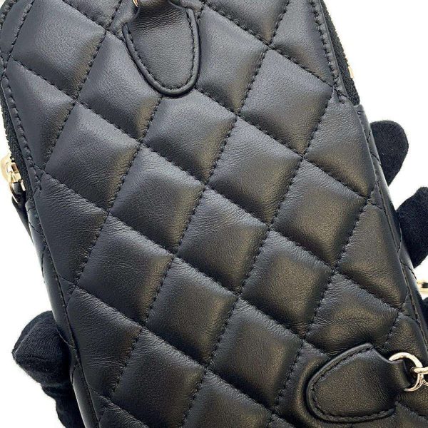 9399280 14 CHANEL Chain Shoulder Phone Case Lambskin Coco Mark Black