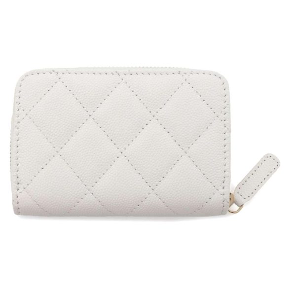 9399303 03 CHANEL Coin Case Matelasse Coco Mark Caviar Skin Wallet White