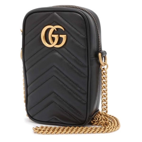 9402218 01 Gucci GG Marmont Mini Chain Shoulder Bag Black