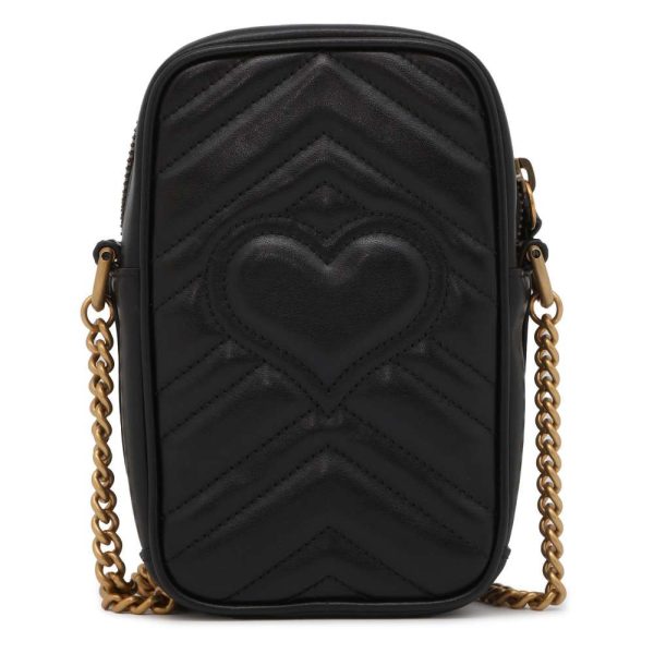 9402218 03 Gucci GG Marmont Mini Chain Shoulder Bag Black