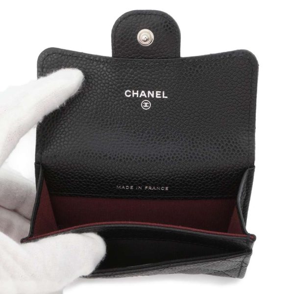 9407763 05 CHANEL Matelasse Card Case CocoMark Caviar Skin Black